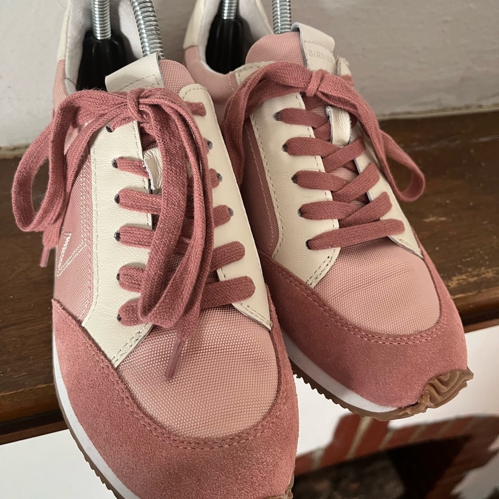 BIRDIES Women's Roadrunners in Rosette Pink and White Sneakers Size 7.5 - Picture 6 of 11